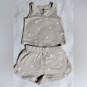 Star Patterned Beige Tank Top and Shorts Set